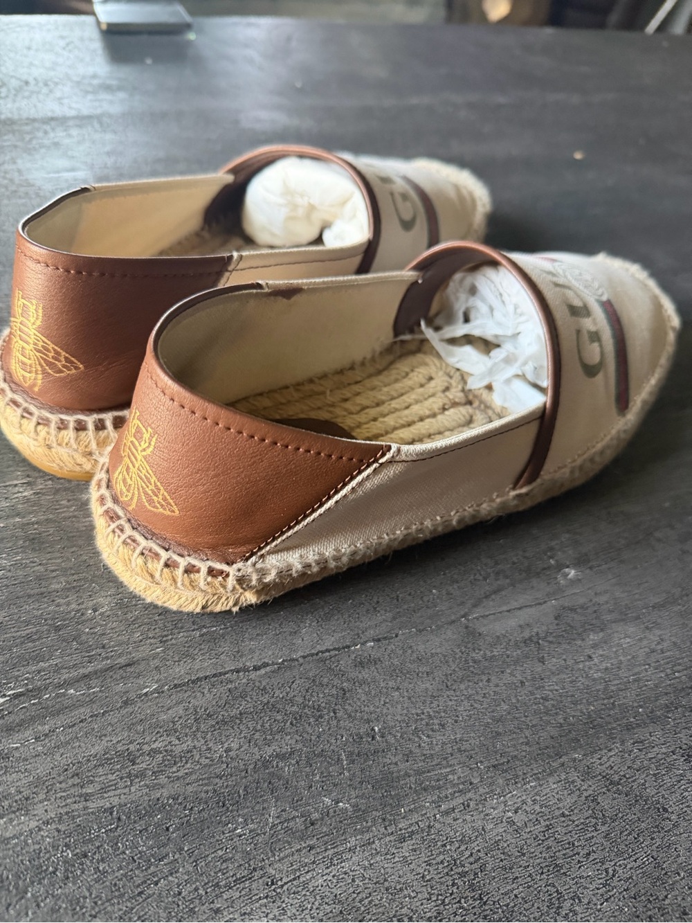 Gucci Beige Canvas Espadrilles with Green and Red Web - Picture 8 of 16
